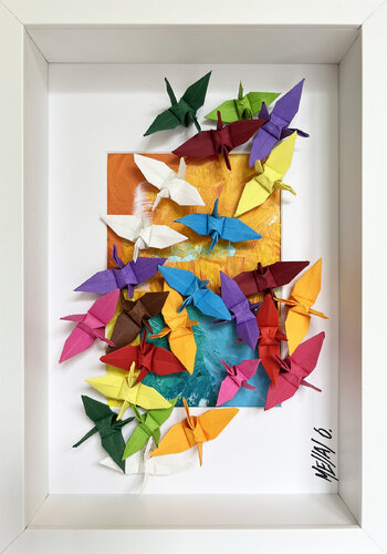 L'envolée de couleurs... III (ORIGAMI 2022) von Olivier Messas, Werk auf Papier kaufen auf Singulart