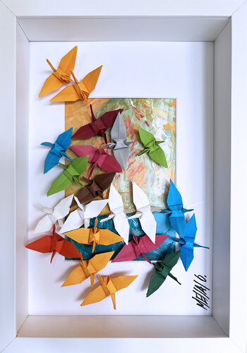 L'envolée de couleurs... V (ORIGAMI 2022) van Olivier Messas, Werk op papier te koop op Singulart