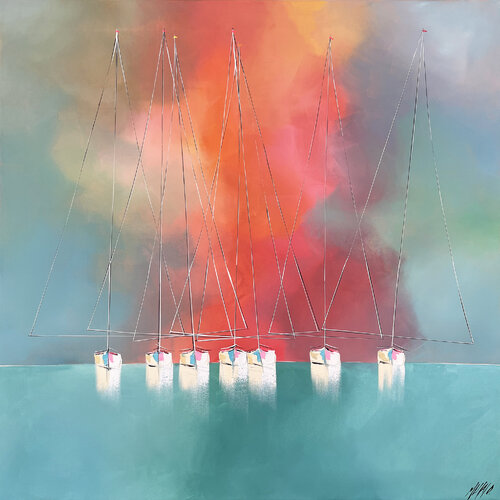Les couleurs de l'aurore... (ESPRIT VOILE 2022) van Olivier Messas, Schilderij te koop op Singulart
