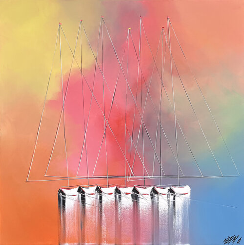 Un ciel de liberté... (ESPRIT VOILE 2022) van Olivier Messas, Schilderij te koop op Singulart