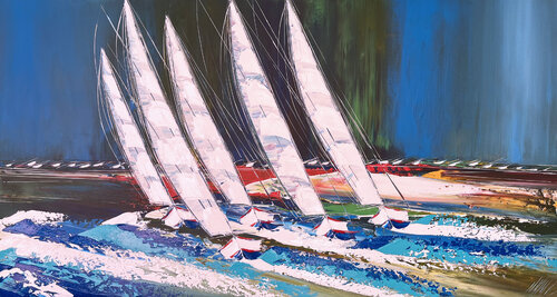 Jour de voile... (ESPRIT VOILE 2022) von Olivier Messas, Malerei kaufen auf Singulart