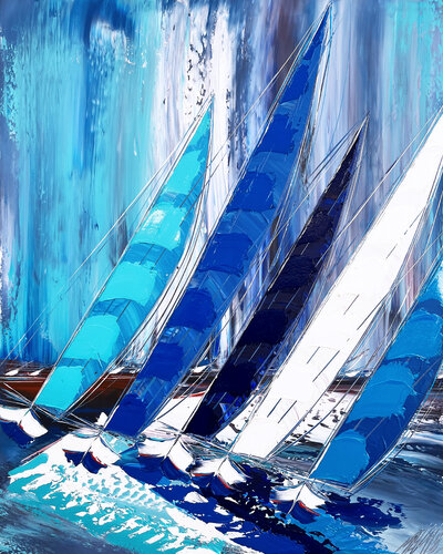 Le grand bleu... (ESPRIT VOILE 2022) van Olivier Messas, Schilderij te koop op Singulart