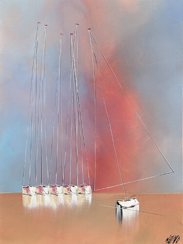 À bon port... (ESPRIT VOILE 2022) von Olivier Messas, Malerei kaufen auf Singulart