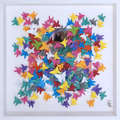 Le bonheur est comme un papillon...  (ORIGAMI 2022) van Olivier Messas, Werk op papier te koop op Singulart