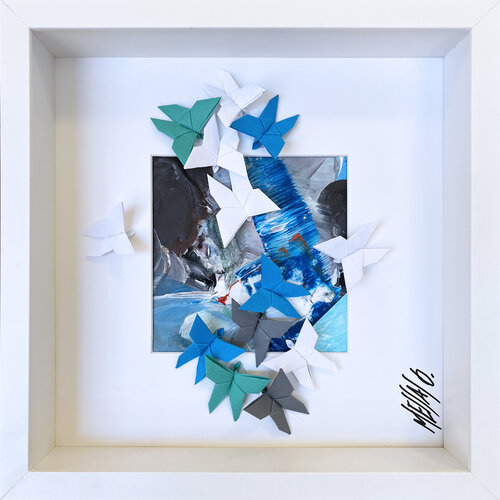 Papillons bleus... (ORIGAMI 2022) van Olivier Messas, Werk op papier te koop op Singulart