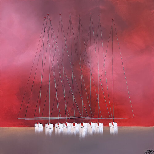 Les mâts du crépuscule... (ESPRIT VOILE 2022) van Olivier Messas, Schilderij te koop op Singulart