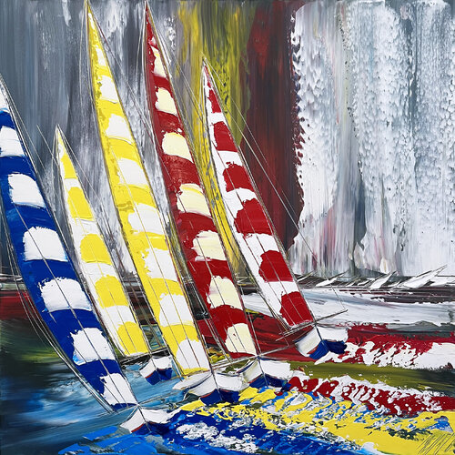 Couleurs en mer... (ESPRIT VOILE 2022) von Olivier Messas, Malerei kaufen auf Singulart