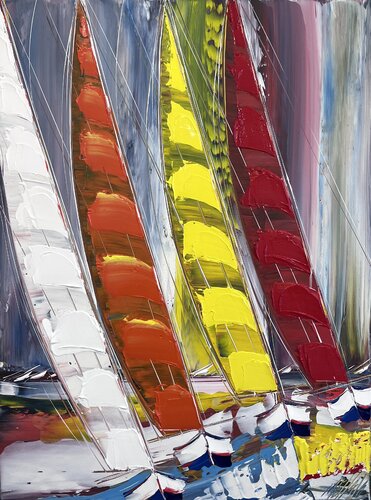 Les voiliers sans frontières... (ESPRIT VOILE 2022) van Olivier Messas, Schilderij te koop op Singulart