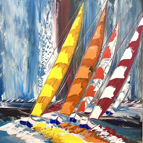 Couleurs en mer... (ESPRIT VOILE 2023) van Olivier Messas, Schilderij te koop op Singulart