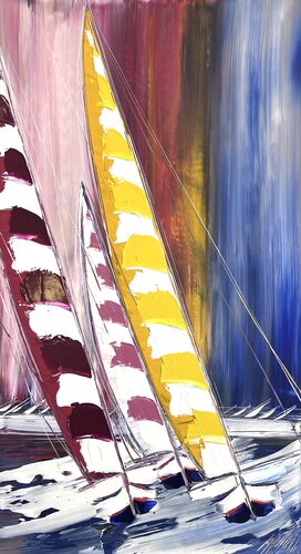 Sur les vagues... (ESPRIT VOILE 2023) von Olivier Messas, Malerei kaufen auf Singulart