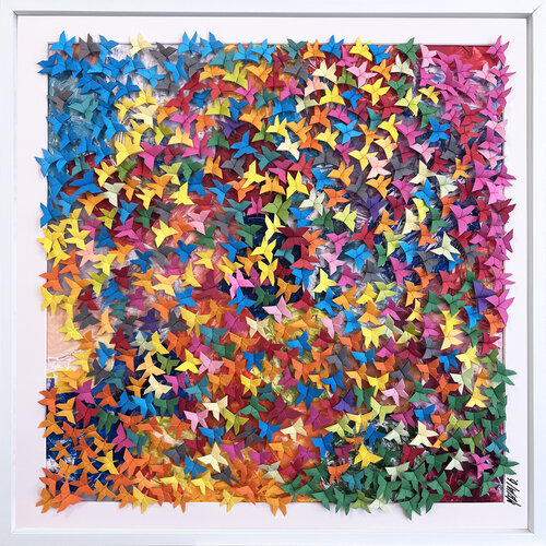 Les couleurs du bonheur...  (ORIGAMI 2023) van Olivier Messas, Werk op papier te koop op Singulart