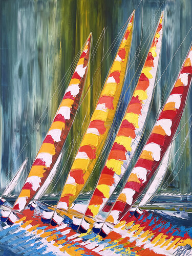 Course en mer... (ESPRIT VOILE 2023) van Olivier Messas, Schilderij te koop op Singulart