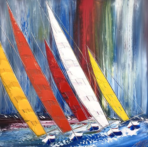 Au rythme du vent et des vagues.. (ESPRIT VOILE 2023) di Olivier Messas, Pittura in vendita su Singulart