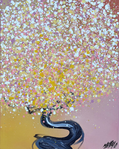Les pommiers sont en fleurs...  (SOUVENIRS DU SUD 2023) by Olivier Messas, Painting for Sale on Singulart