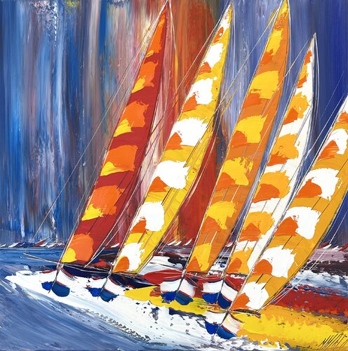 Couleurs en mer... (ESPRIT VOILE 2023) van Olivier Messas, Schilderij te koop op Singulart