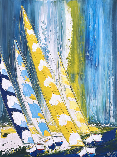 Lumière à l'horizon... (ESPRIT VOILE 2023) van Olivier Messas, Schilderij te koop op Singulart