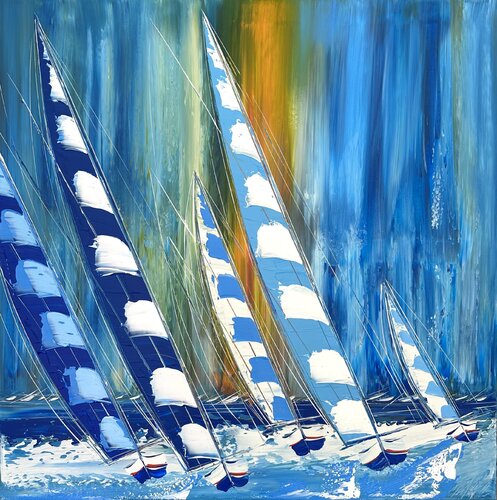 Le grand bleu... (ESPRIT VOILE 2023) van Olivier Messas, Schilderij te koop op Singulart