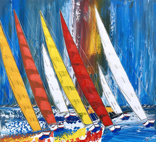 Le vent dans les voiles... (ESPRIT VOILE 2023) van Olivier Messas, Schilderij te koop op Singulart