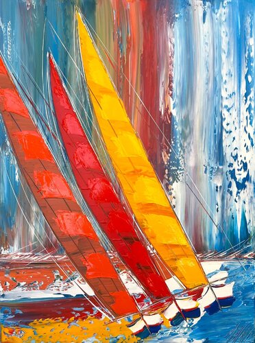 Énergie en mer... (ESPRIT VOILE 2023) van Olivier Messas, Schilderij te koop op Singulart