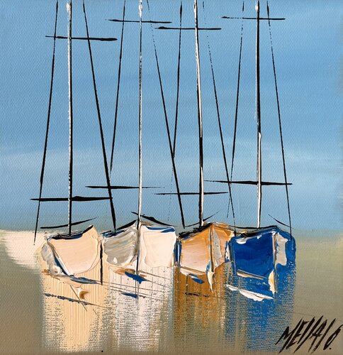 Les mâts de l‘horizon... (ESPRIT VOILE 2023) van Olivier Messas, Schilderij te koop op Singulart