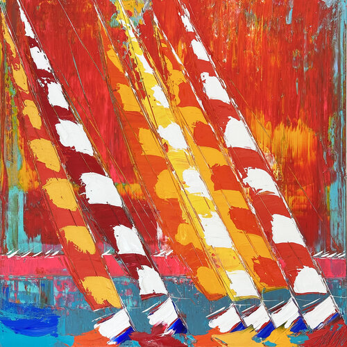 Régate en couleurs... (ESPRIT VOILE 2023) van Olivier Messas, Schilderij te koop op Singulart