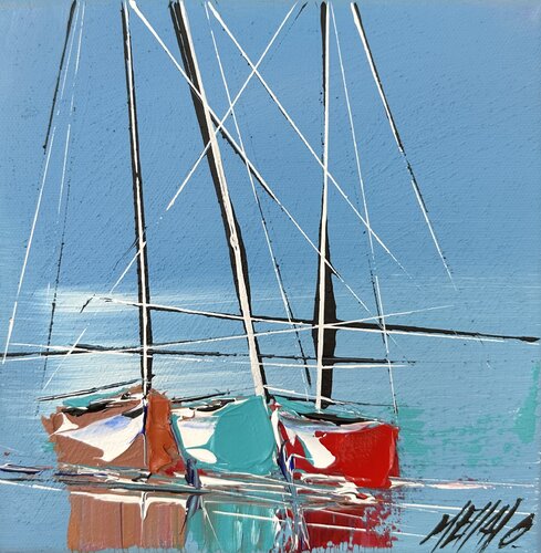 Calme en mer... (ESPRIT VOILE 2023) van Olivier Messas, Schilderij te koop op Singulart