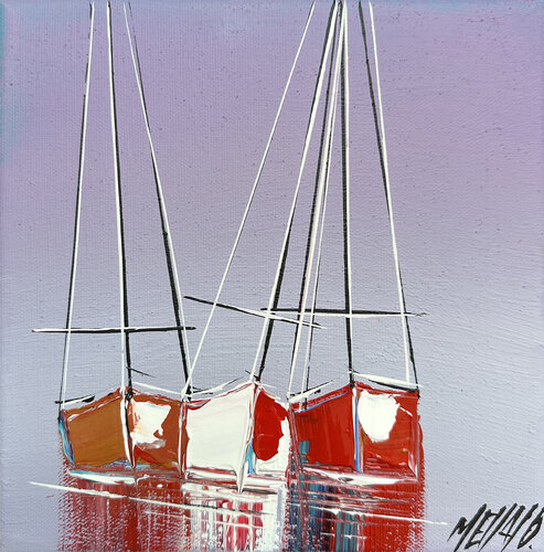 Les 3 petits voiliers... (ESPRIT VOILE 2023) van Olivier Messas, Schilderij te koop op Singulart