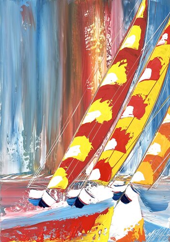 Un océan de couleurs... (ESPRIT VOILE 2023) van Olivier Messas, Schilderij te koop op Singulart