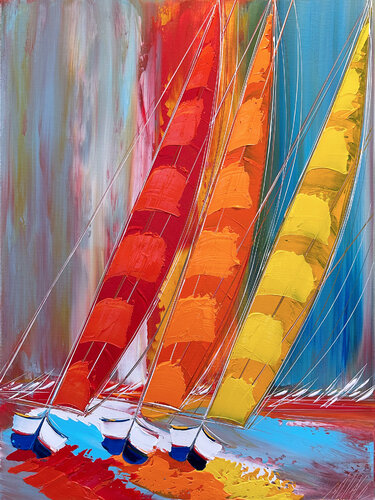 Vitalité en mer... (ESPRIT VOILE 2023) van Olivier Messas, Schilderij te koop op Singulart