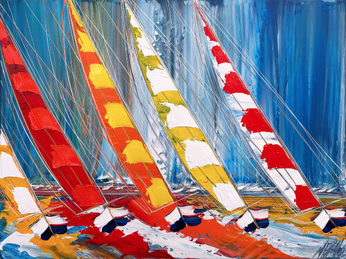 Course en mer... (ESPRIT VOILE 2023) van Olivier Messas, Schilderij te koop op Singulart