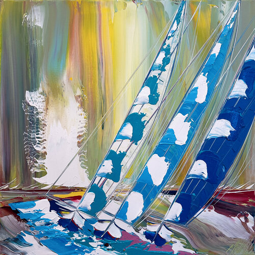 Voile en Bretagne... (ESPRIT VOILE 2023) von Olivier Messas, Malerei kaufen auf Singulart