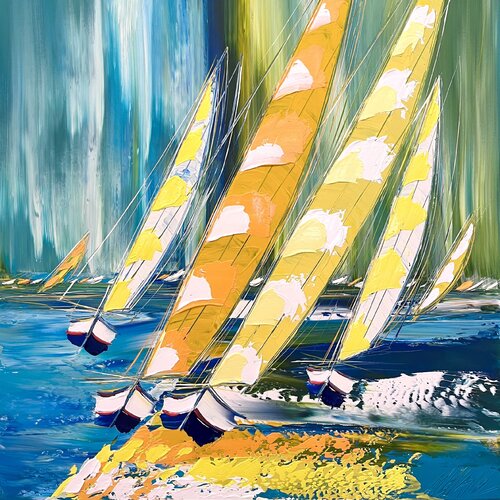 Lumière de voile... (ESPRIT VOILE 2022) von Olivier Messas, Malerei kaufen auf Singulart