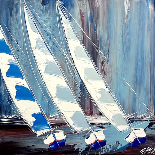 Régate d‘hiver... (ESPRIT VOILE 2024) van Olivier Messas, Schilderij te koop op Singulart
