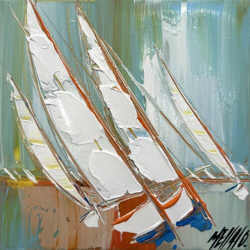 Régate au loin... (ESPRIT VOILE 2024) van Olivier Messas, Schilderij te koop op Singulart