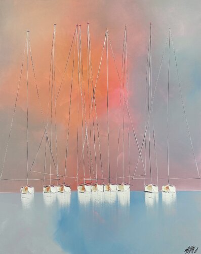 Coucher de soleil... (ESPRIT VOILE 2024) de Olivier Messas, Pintura a la venta en Singulart