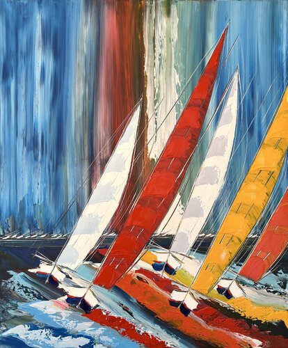 Les voiles de la liberté... (ESPRIT VOILE 2024) van Olivier Messas, Schilderij te koop op Singulart