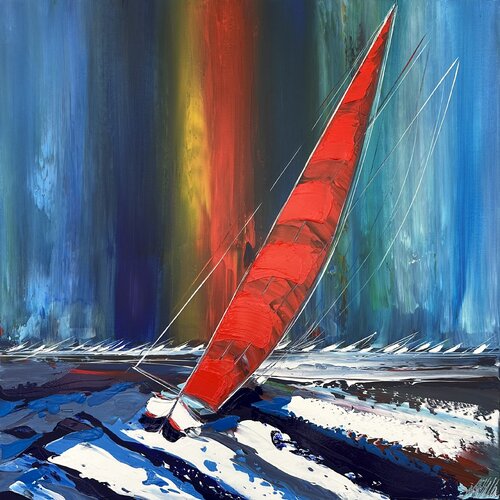 En solitaire... (ESPRIT VOILE 2023) von Olivier Messas, Malerei kaufen auf Singulart