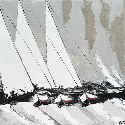 Les voiles blanches… (PAYSAGE ABSTRAIT 2024) di Olivier Messas, Pittura in vendita su Singulart