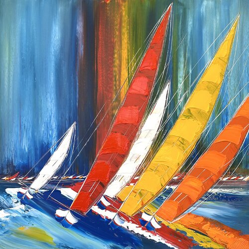 Les voiliers du bout du monde... (ESPRIT VOILE 2024) von Olivier Messas, Malerei kaufen auf Singulart
