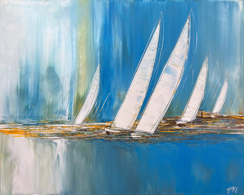 Régate d'été... II (Esprit voile 2016) by Olivier Messas, 회화 for Sale on Singulart