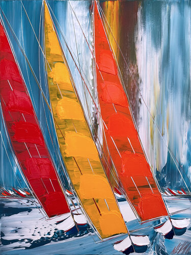 Course au large... (ESPRIT VOILE 2024) von Olivier Messas, Malerei kaufen auf Singulart