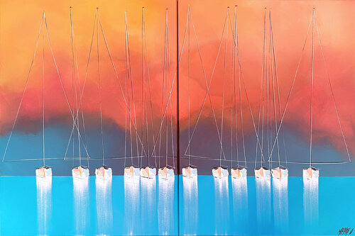 Jeux de reflets... (ESPRIT VOILE 2024) von Olivier Messas, Malerei kaufen auf Singulart