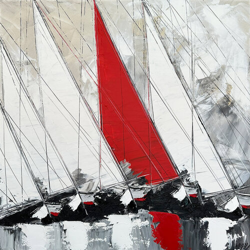 La voile rouge… (PAYSAGE ABSTRAIT 2024) von Olivier Messas, Malerei kaufen auf Singulart