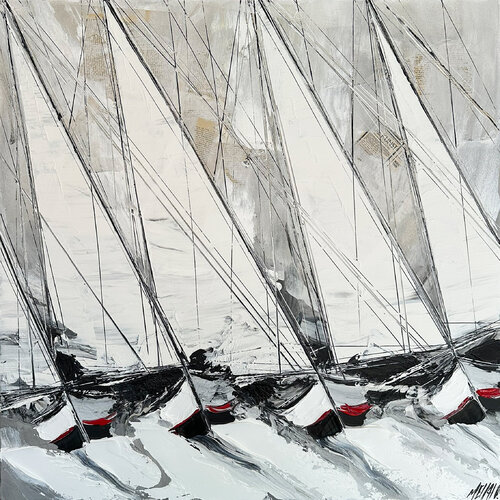 Aux rythme du vent et des voiles… (PAYSAGE ABSTRAIT 2024) von Olivier Messas, Malerei kaufen auf Singulart