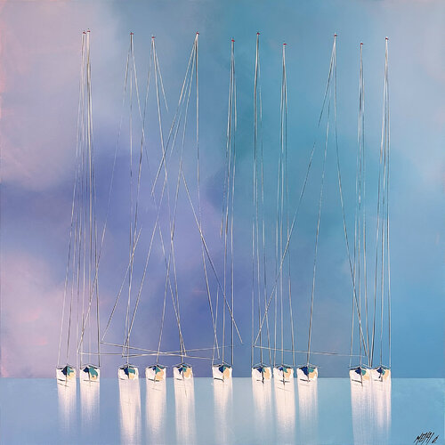 Les voiliers de la Trinité-sur-mer... (ESPRIT VOILE 2024) von Olivier Messas, Malerei kaufen auf Singulart