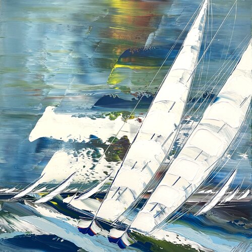 Un océan de liberté... (ESPRIT VOILE 2024) von Olivier Messas, Malerei kaufen auf Singulart