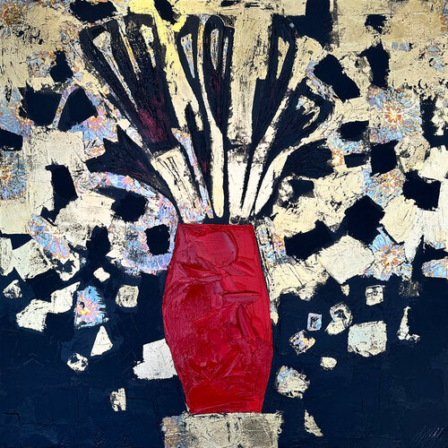 Le vase rouge... (PAYSAGE ABSTRAIT 2025) van Olivier Messas, Schilderij te koop op Singulart