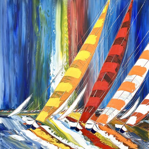 Liberté à l’horizon... (ESPRIT VOILE 2025) von Olivier Messas, Malerei kaufen auf Singulart