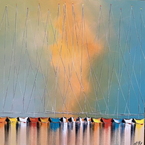 Jeux de mâts... (ESPRIT VOILE 2025) von Olivier Messas, Malerei kaufen auf Singulart