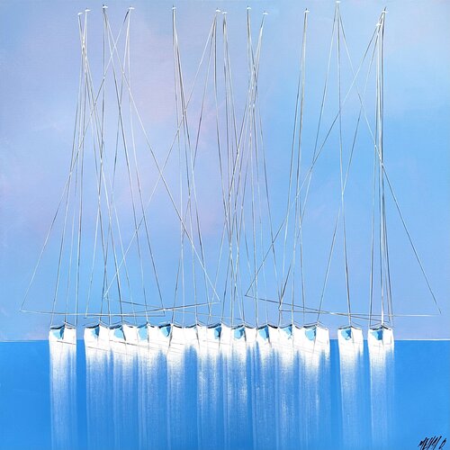 Les voiliers de l’île-d’Houat... (ESPRIT VOILE 2024) von Olivier Messas, Malerei kaufen auf Singulart